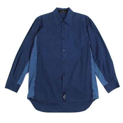 STONE ISLAND Dyed Cotton Side Stripe Shirt Indigo Size M