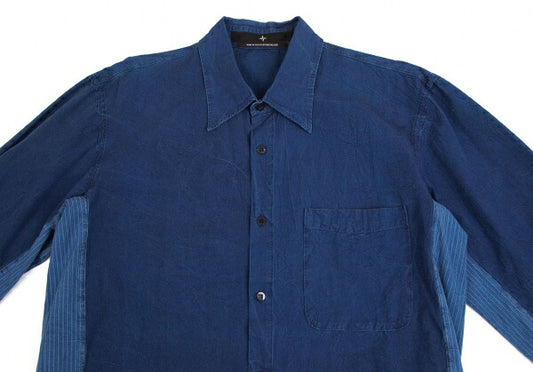 STONE ISLAND Dyed Cotton Side Stripe Shirt Indigo Size M