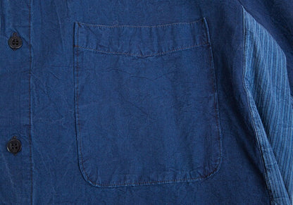 STONE ISLAND Dyed Cotton Side Stripe Shirt Indigo Size M