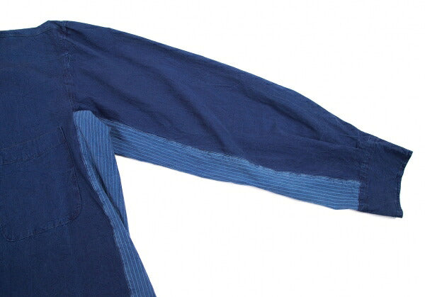 STONE ISLAND Dyed Cotton Side Stripe Shirt Indigo Size M