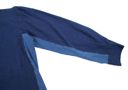 STONE ISLAND Dyed Cotton Side Stripe Shirt Indigo Size M