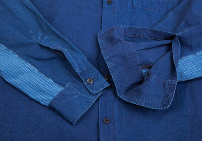 STONE ISLAND Dyed Cotton Side Stripe Shirt Indigo Size M