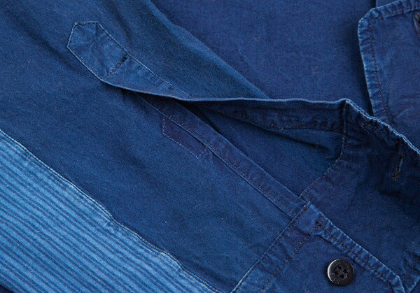 STONE ISLAND Dyed Cotton Side Stripe Shirt Indigo Size M