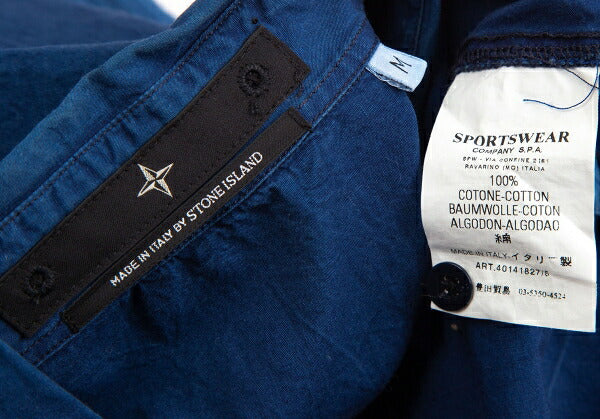 STONE ISLAND Dyed Cotton Side Stripe Shirt Indigo Size M