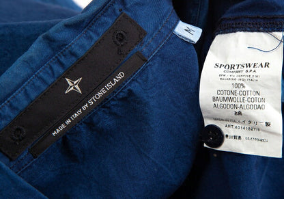 STONE ISLAND Dyed Cotton Side Stripe Shirt Indigo Size M