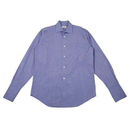 HERMES Cotton Double Cuff Shirt Blue Size 40