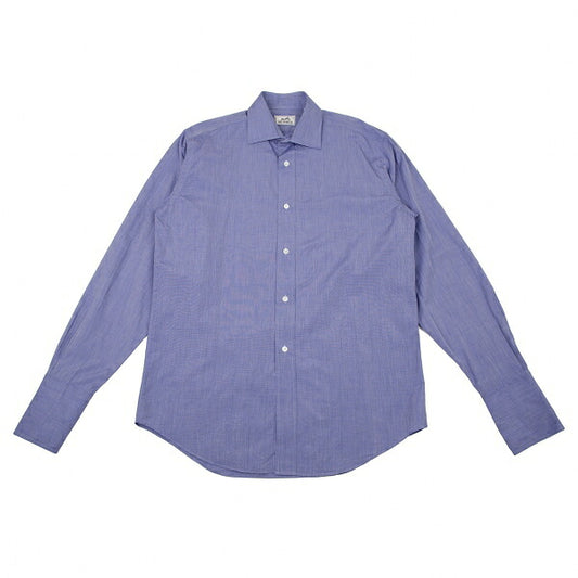 HERMES Cotton Double Cuff Shirt Blue Size 40