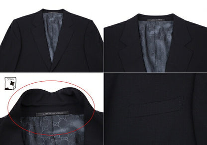 GUCCI Stretch Wool GG Monogram Lining Jacket Navy Size 46