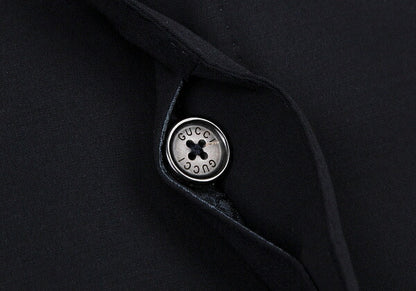 GUCCI Stretch Wool GG Monogram Lining Jacket Navy Size 46