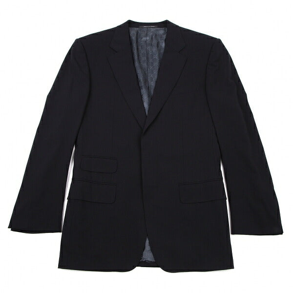 GUCCI GG Monogram Lined Stretch Wool Suit Navy Size 46