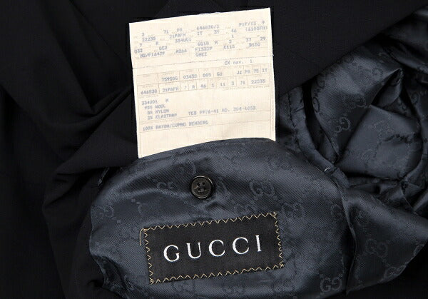 GUCCI GG Monogram Lined Stretch Wool Suit Navy Size 46