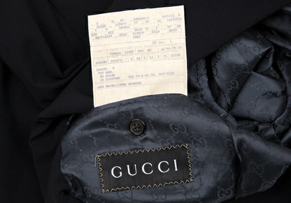 GUCCI GG Monogram Lined Stretch Wool Suit Navy Size 46