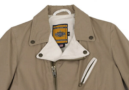Schott Y's Leather Trim Cotton Rider Jacket Beige Size M