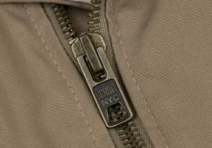 Schott Y's Leather Trim Cotton Rider Jacket Beige Size M