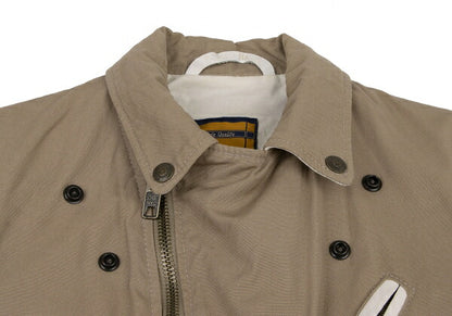 Schott Y's Leather Trim Cotton Rider Jacket Beige Size M