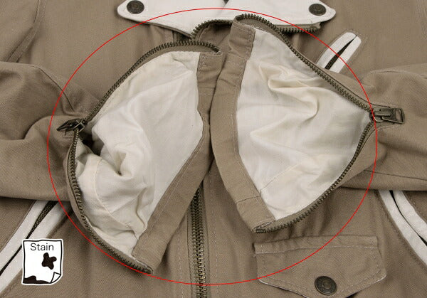 Schott Y's Leather Trim Cotton Rider Jacket Beige Size M