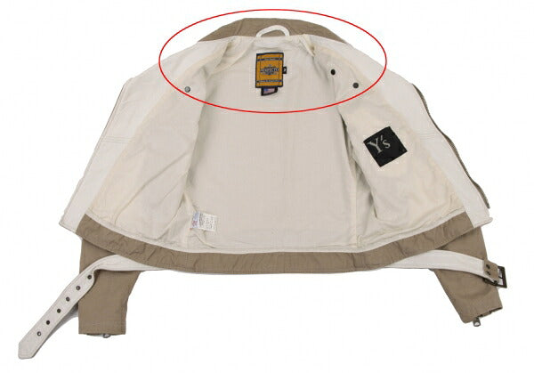 Schott Y's Leather Trim Cotton Rider Jacket Beige Size M