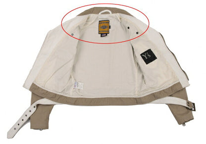 Schott Y's Leather Trim Cotton Rider Jacket Beige Size M