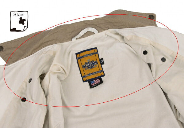 Schott Y's Leather Trim Cotton Rider Jacket Beige Size M