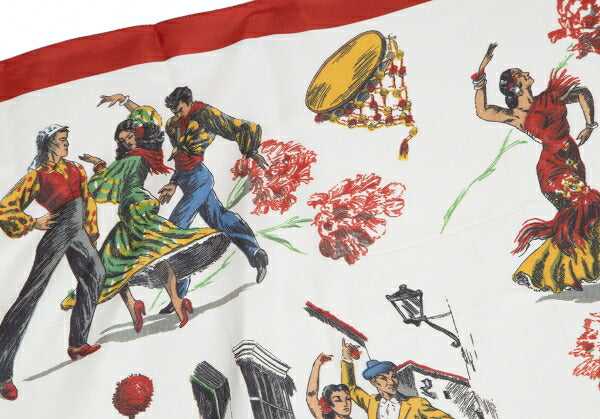 DOLCE&GABBANA Flamenco Print White Red Scarf