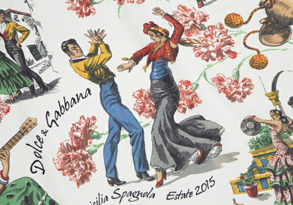 DOLCE&GABBANA Flamenco Print White Red Scarf