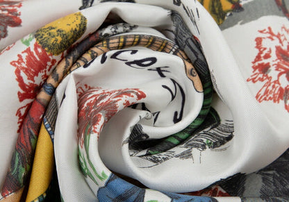 DOLCE&GABBANA Flamenco Print White Red Scarf