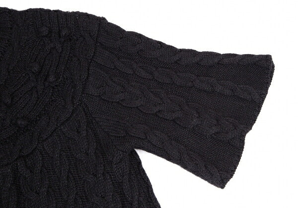 PINK HOUSE Alpaca Blend Pom Pom Cable Cardigan Black Size M