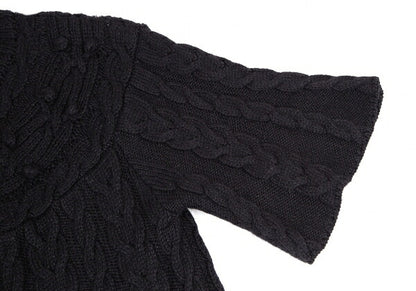 PINK HOUSE Alpaca Blend Pom Pom Cable Cardigan Black Size M