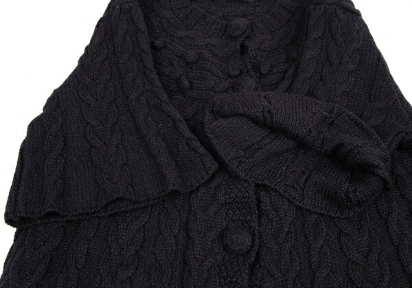 PINK HOUSE Alpaca Blend Pom Pom Cable Cardigan Black Size M