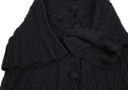 PINK HOUSE Alpaca Blend Pom Pom Cable Cardigan Black Size M