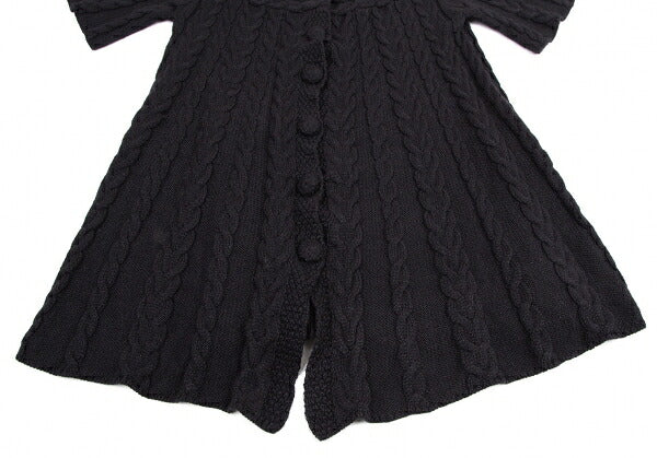 PINK HOUSE Alpaca Blend Pom Pom Cable Cardigan Black Size M