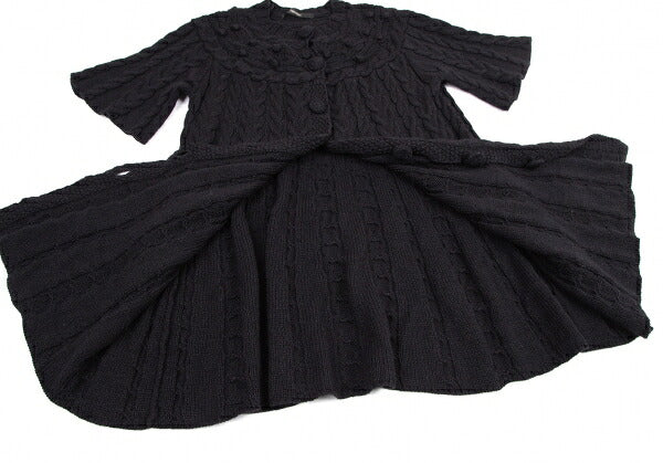 PINK HOUSE Alpaca Blend Pom Pom Cable Cardigan Black Size M