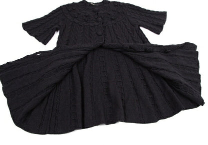 PINK HOUSE Alpaca Blend Pom Pom Cable Cardigan Black Size M