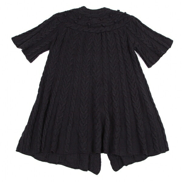 PINK HOUSE Alpaca Blend Pom Pom Cable Cardigan Black Size M