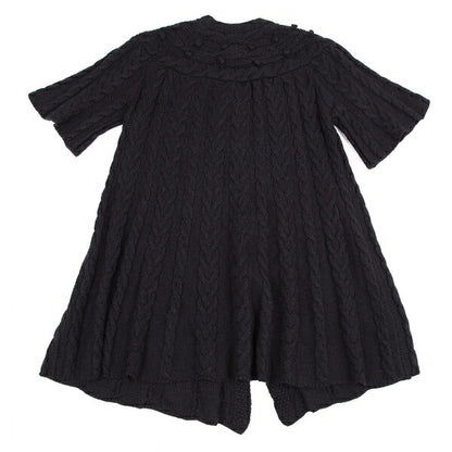 PINK HOUSE Alpaca Blend Pom Pom Cable Cardigan Black Size M