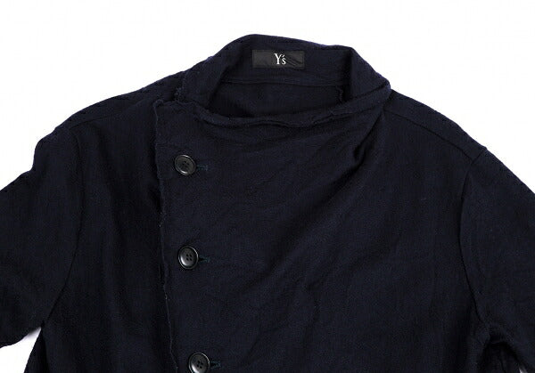 Y's Two-Layered Wool Knit Jacket Blue Size 2