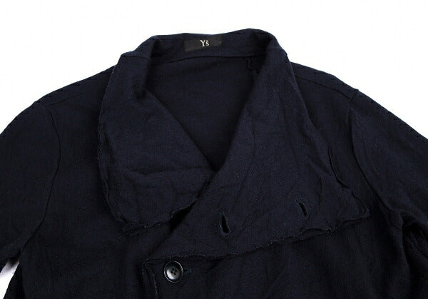 Y's Two-Layered Wool Knit Jacket Blue Size 2