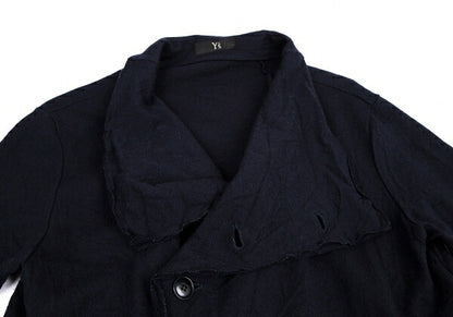 Y's Two-Layered Wool Knit Jacket Blue Size 2