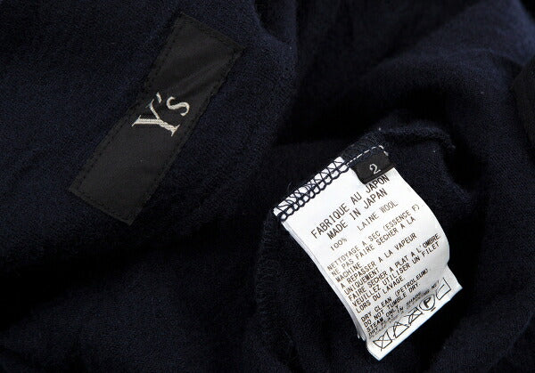 Y's Two-Layered Wool Knit Jacket Blue Size 2
