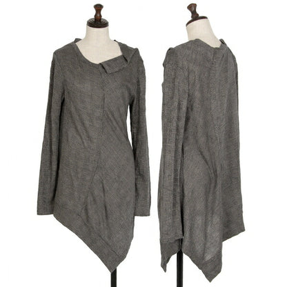 Y's Glen Check Panel Stretch Knit Sweater Gray Size 2