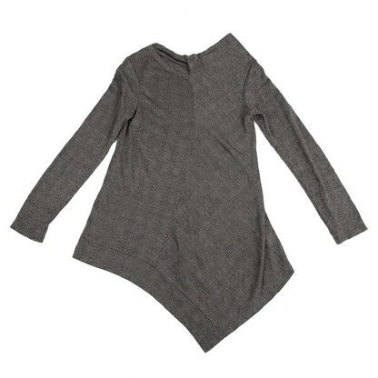 Y's Glen Check Panel Stretch Knit Sweater Gray Size 2