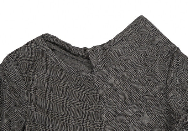 Y's Glen Check Panel Stretch Knit Sweater Gray Size 2