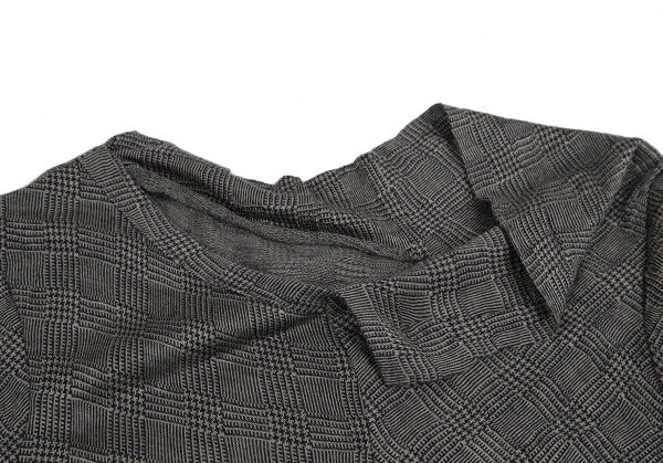 Y's Glen Check Panel Stretch Knit Sweater Gray Size 2