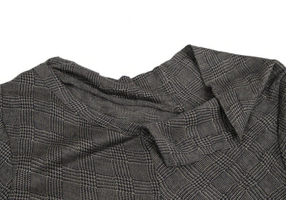 Y's Glen Check Panel Stretch Knit Sweater Gray Size 2
