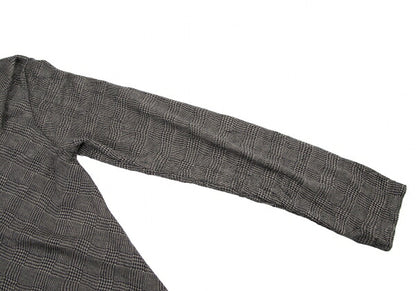 Y's Glen Check Panel Stretch Knit Sweater Gray Size 2