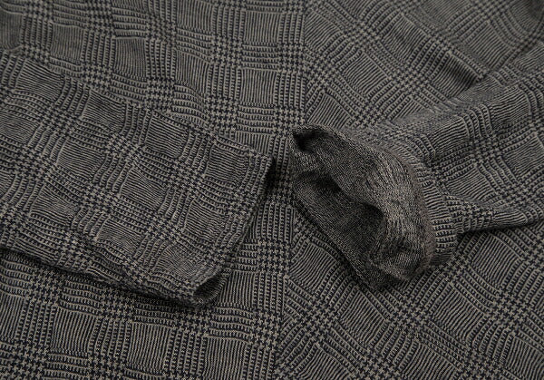 Y's Glen Check Panel Stretch Knit Sweater Gray Size 2
