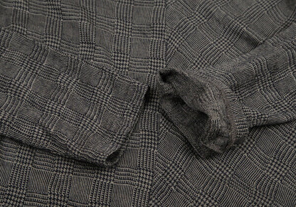 Y's Glen Check Panel Stretch Knit Sweater Gray Size 2