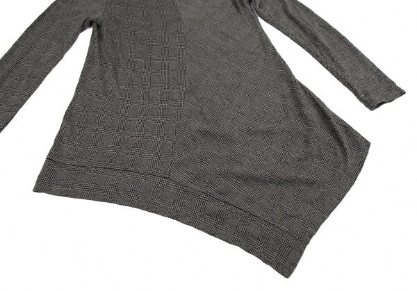 Y's Glen Check Panel Stretch Knit Sweater Gray Size 2