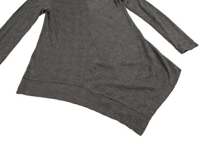 Y's Glen Check Panel Stretch Knit Sweater Gray Size 2