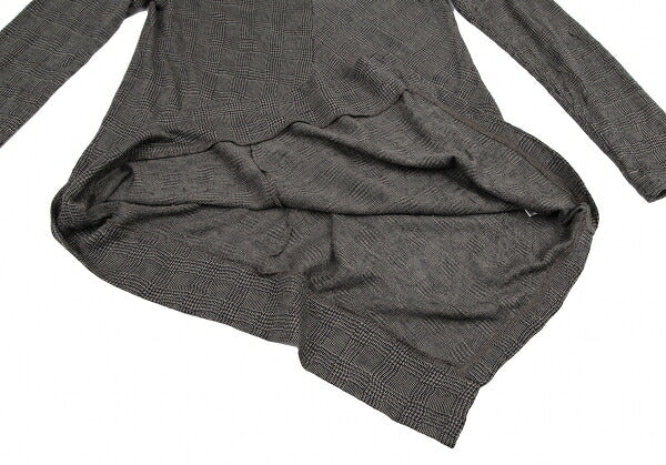Y's Glen Check Panel Stretch Knit Sweater Gray Size 2